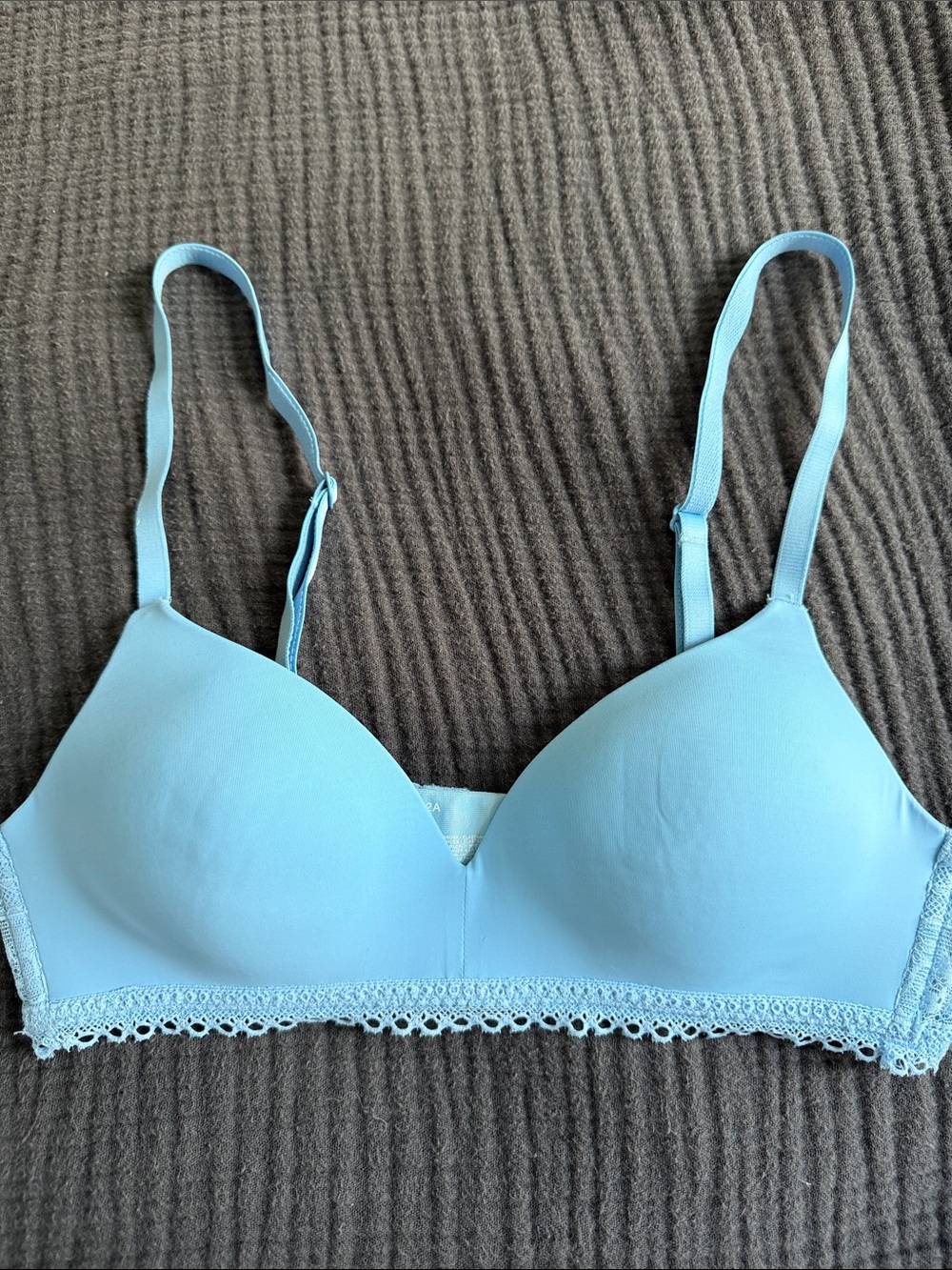 Light Blue Wireless Lace-Trim Comfort Bra